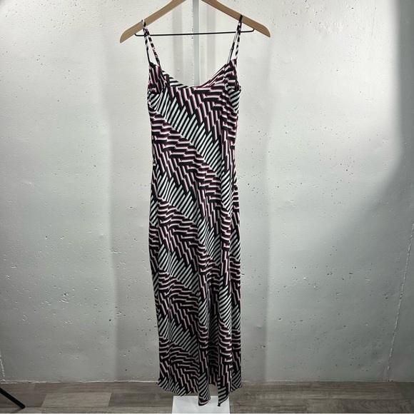 Express Women's Abstract Print Satin Cowl Neck Maxi Slip Dress - Picture 3 of 8